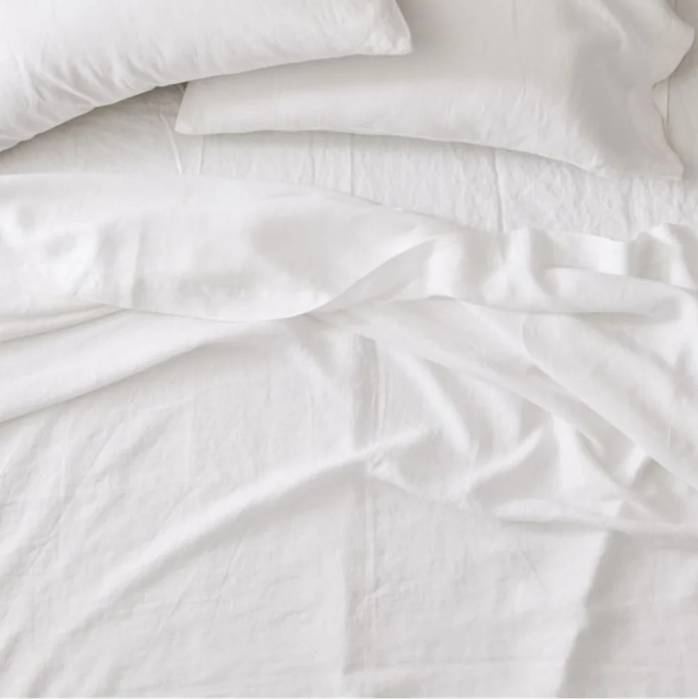 ❤️BUY 2 GET 1 FREE West Elm European Flax Linen Sheet Set White, King